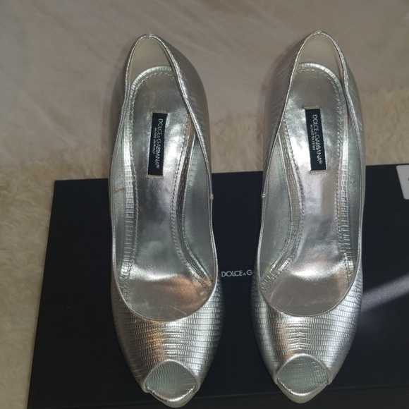 Nib peeptoe metallic Dolce & Gabbana heels sz39 - Picture 1 of 8